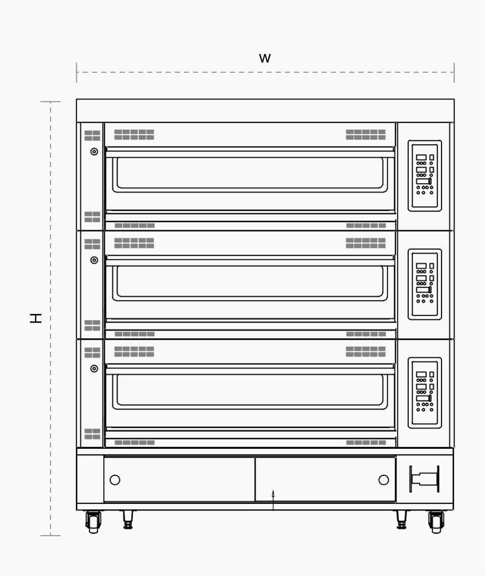 Deck Oven-G 4 trays 3 tiers floor plan images